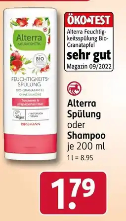 Rossmann Alterra Spülung oder Shampoo Angebot