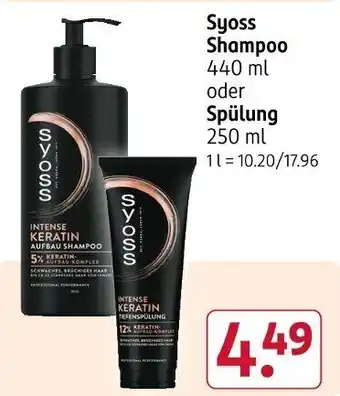 Rossmann Syoss Shampoo oder Spülung Angebot