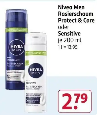 Rossmann Nivea Men Rasierschaum Protect & Care oder Sensitive Angebot