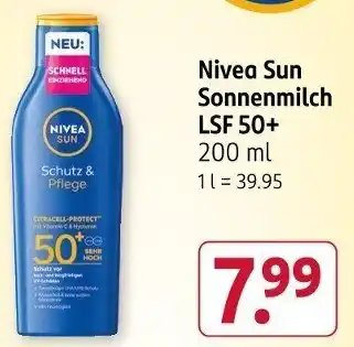 Rossmann Nivea Sun Sonnenmilch LSF 50+ Angebot