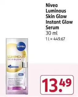 Rossmann Nivea Luminous Skin Glow Instant Glow Serum Angebot