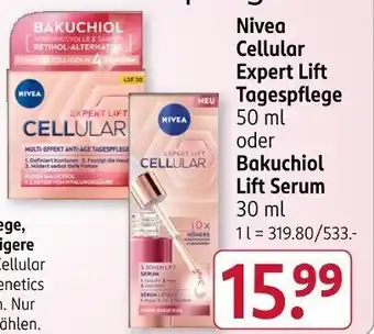 Rossmann Nivea Cellular Tagespflege oder Bakuchiol Lift Serum Angebot