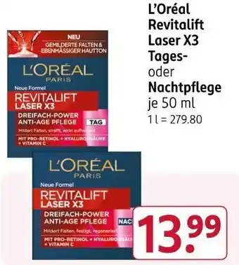 Rossmann L'Oréal Revitalift Laser X3 Tages- oder Nachtpflege Angebot