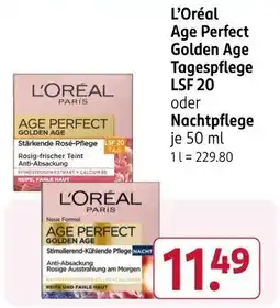 Rossmann L'Oréal Age Perfect Golden Age Tagespflege LSF 20 oder Nachtpflege Angebot