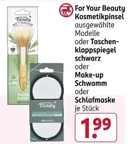 Rossmann For Your Beauty Kosmetikpinsel oder Taschen- klappspiegel schwarz oder Make-up Schwamm oder Schlafmaske Angebot