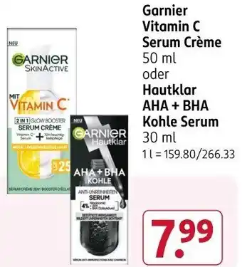 Rossmann Garnier Vita oder Hautklar АНА + ВНА Kohle Serum Angebot
