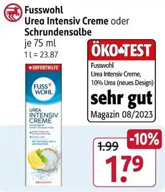 Rossmann Fusswohl Urea Intensiv Creme oder Schrundensalbe Angebot