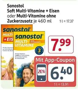 Rossmann Sanostol Saft Multi-Vitamine + Eisen oder Multi-Vitamine ohne Zuckerzusatz Angebot