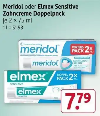 Rossmann Meridol oder Elmex Sensitive Zahncreme Doppelpack j Angebot