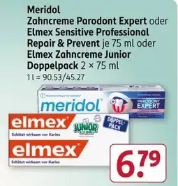 Rossmann Meridol Zahncreme Parodont Expert oder Elmex Sensitive Professional Repair & Prevent Angebot