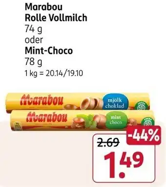 Rossmann Marabou Rolle Vollmilch oder Mint-Choco Angebot