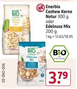 Rossmann Enerbio Cashew Kerne Natur oder Edelnuss Mix Angebot