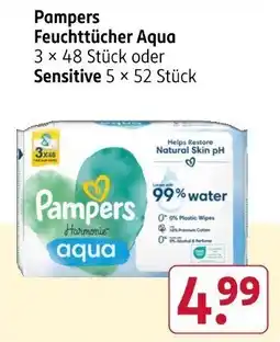Rossmann Pampers Feuchttücher Aqua 3 x 48 Stück oder Sensitive 5 × 52 Stück Angebot