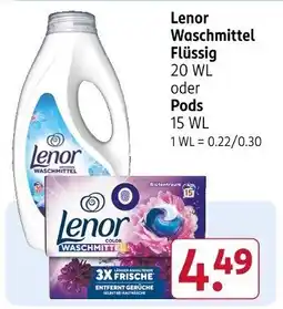 Rossmann Lenor Waschmittel Flüssig 20 WL oder Pods 15 WL Angebot
