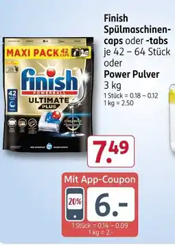 Rossmann Finish Spülmaschinen- caps oder -tabs oder Power Pulver Angebot