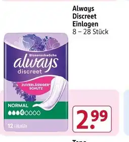 Rossmann Always Discreet Einlagen 8 - 28 Stück Angebot