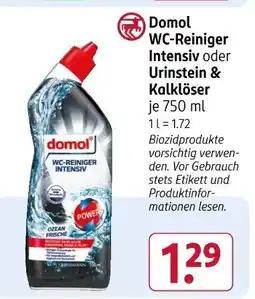 Rossmann Domol WC-Reiniger Intensiv oder Urinstein & Kalklöser Angebot
