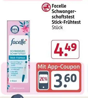 Rossmann Facelle Schwanger- schaftstest Stick-Frühtest Angebot
