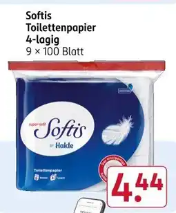Rossmann Softis Toilettenpapier 4-lagig 9 × 100 Blatt Angebot