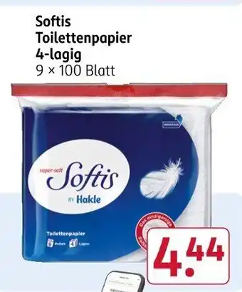 Rossmann Softis Toilettenpapier 4-lagig 9 × 100 Blatt Angebot