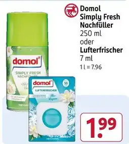 Rossmann Domol Simply Fresh Nachfüller oder Lufterfrischer Angebot
