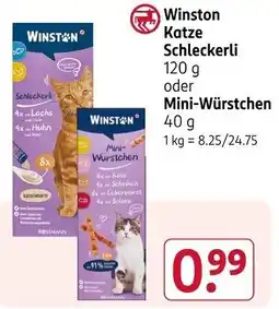 Rossmann Winston Katze Schleckerli oder Mini-Würstchen Angebot