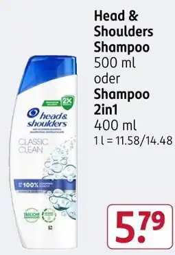 Rossmann Head & Shoulders Shampoo oder oder Shampoo 2 in 1 Angebot