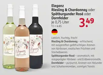 Rossmann Eleganz Riesling & Chardonnay oder Spätburgunder Rosé oder Dornfelder Angebot