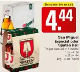 WEZ San Miguel Especial oder Spaten hell Angebot