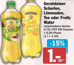 HIT Gerolsteiner Schorlen, Limonaden, Tee oder Fruity Water Angebot