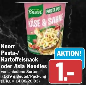HIT Knorr Pasta-/ Kartoffelsnack oder Asia Noodles Angebot