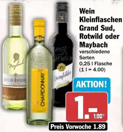 HIT Wein Kleinflaschen Grand Sud, Rotwild oder Maybach Angebot