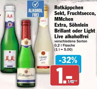HIT Rotkäppchen Sekt, Fruchtsecco, MMchen Extra, Söhnlein Brillant oder Light Live alkoholfrei Angebot