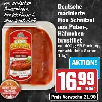 HIT Deutsche marinierte Fixe Schnitzel aus Puten-, Hähnchenbrustfilet Angebot