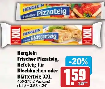 HIT Henglein Frischer Pizzateig, Hefeteig für Blechkuchen oder Blätterteig XXL Angebot