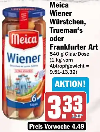 HIT Meica Wiener Würstchen, Trueman's oder Frankfurter Art Angebot