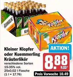 HIT Kleiner Klopfer oder Kuemmerling Kräuterlikör Angebot