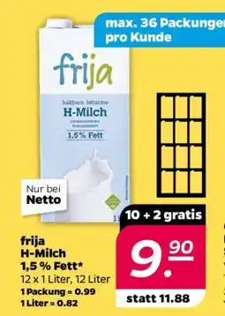 NETTO frija H-Milch 1,5 % Fett Angebot