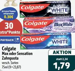 Aktiv Irma Colgate Max oder Sensation Zahnpasta Angebot