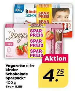 NETTO Yogurette oder kinder Schokolade Sparpack Angebot
