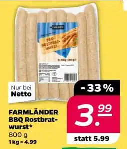 NETTO FARMLÄNDER BBQ Rostbratwurst Angebot