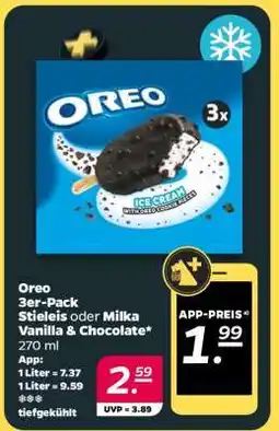NETTO Oreo 3er-Pack Stieleis oder Milka Vanilla & Chocolate Angebot