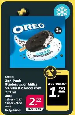 NETTO Oreo 3er-Pack Stieleis oder Milka Vanilla & Chocolate Angebot