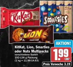 HIT KitKat, Lion, Smarties oder Nuts Multipacks Angebot