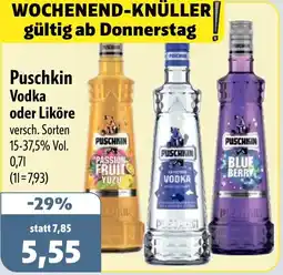 Aktiv Irma Puschkin Vodka oder Liköre Angebot