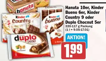 HIT Hanuta 10er, Kinder Bueno 6er, Kinder Country 9 oder Duplo Chocnut 5er Angebot