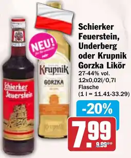 HIT Schierker Feuerstein, Underberg oder Krupnik Gorzka Likör Angebot