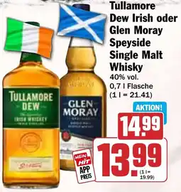 HIT Tullamore Dew Irish oder Glen Moray Speyside Single Malt Whisky Angebot