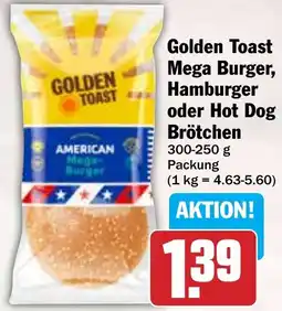 HIT Golden Toast Mega Burger, Hamburger oder Hot Dog Brötchen Angebot