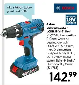 Hellweg Bosch akku-bohrschrauber gsr 18 v-21 set Angebot